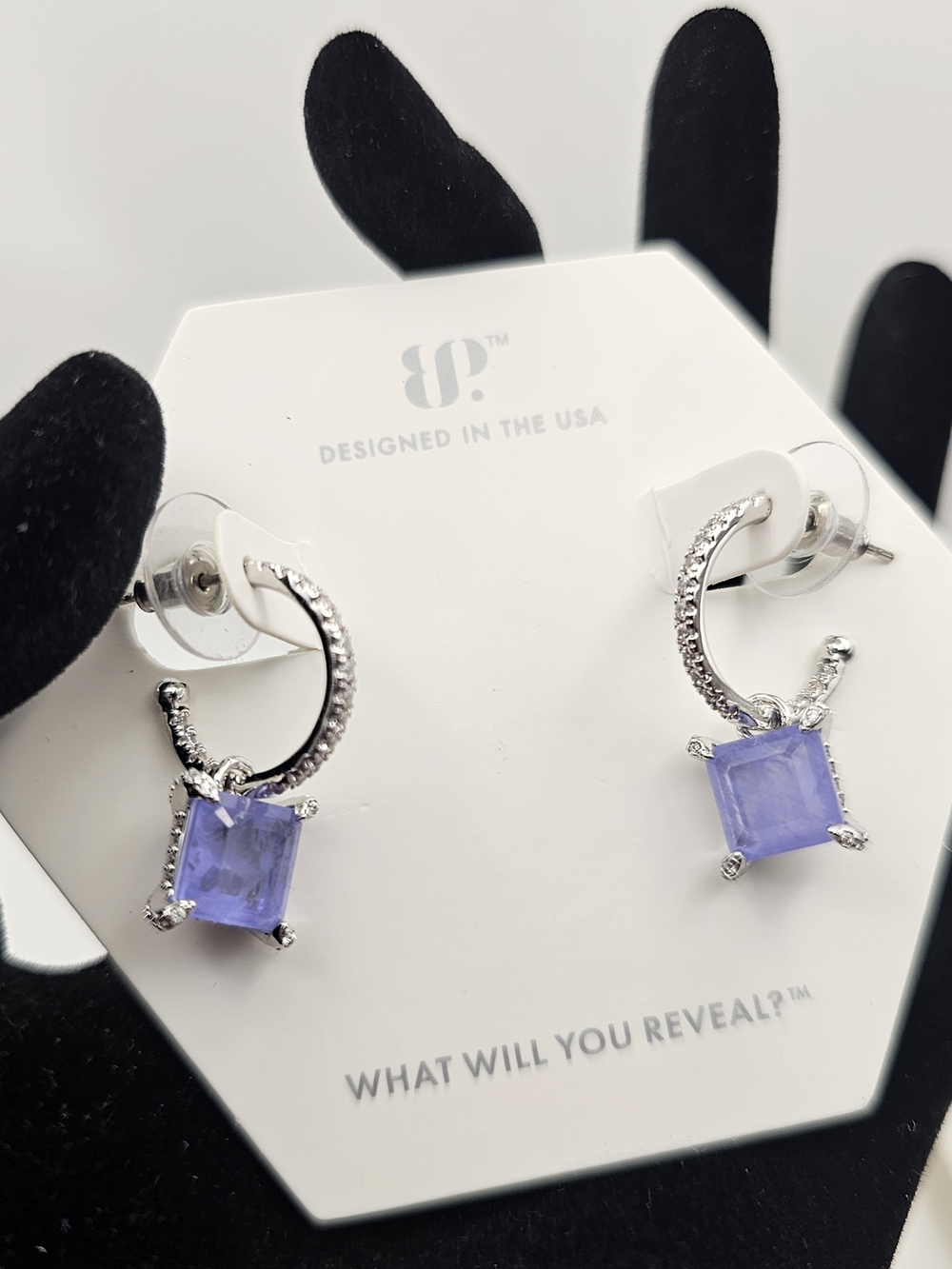 NEW Bomb Party "Can't Fight Fate" OG Earrings Lavender Fluorite on Rhodium $124